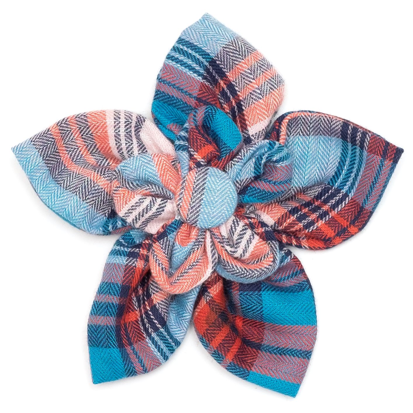 DOG-COLLAR-SLIDER-FLOWER-CORNFLOWER-BLUE-PLAID