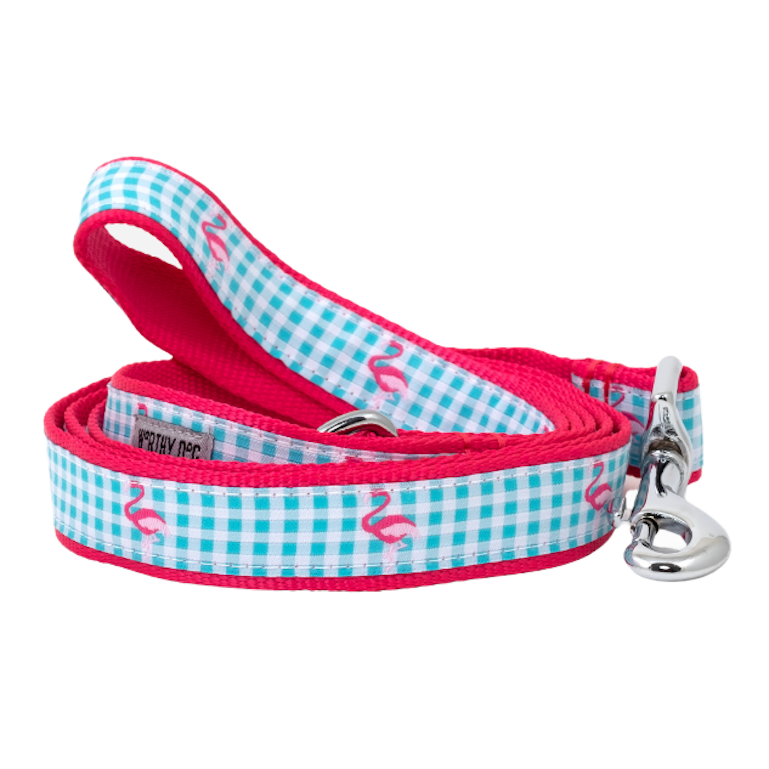 gingham-pink-flamingos-dog-leash