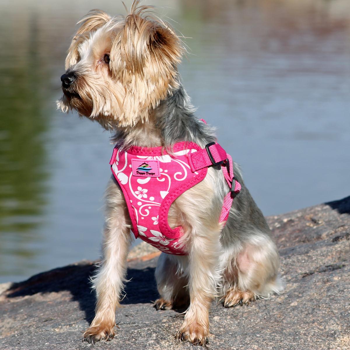 PINK-HIBISCUS-WRAP-SNAP-DOG-HARNESS
