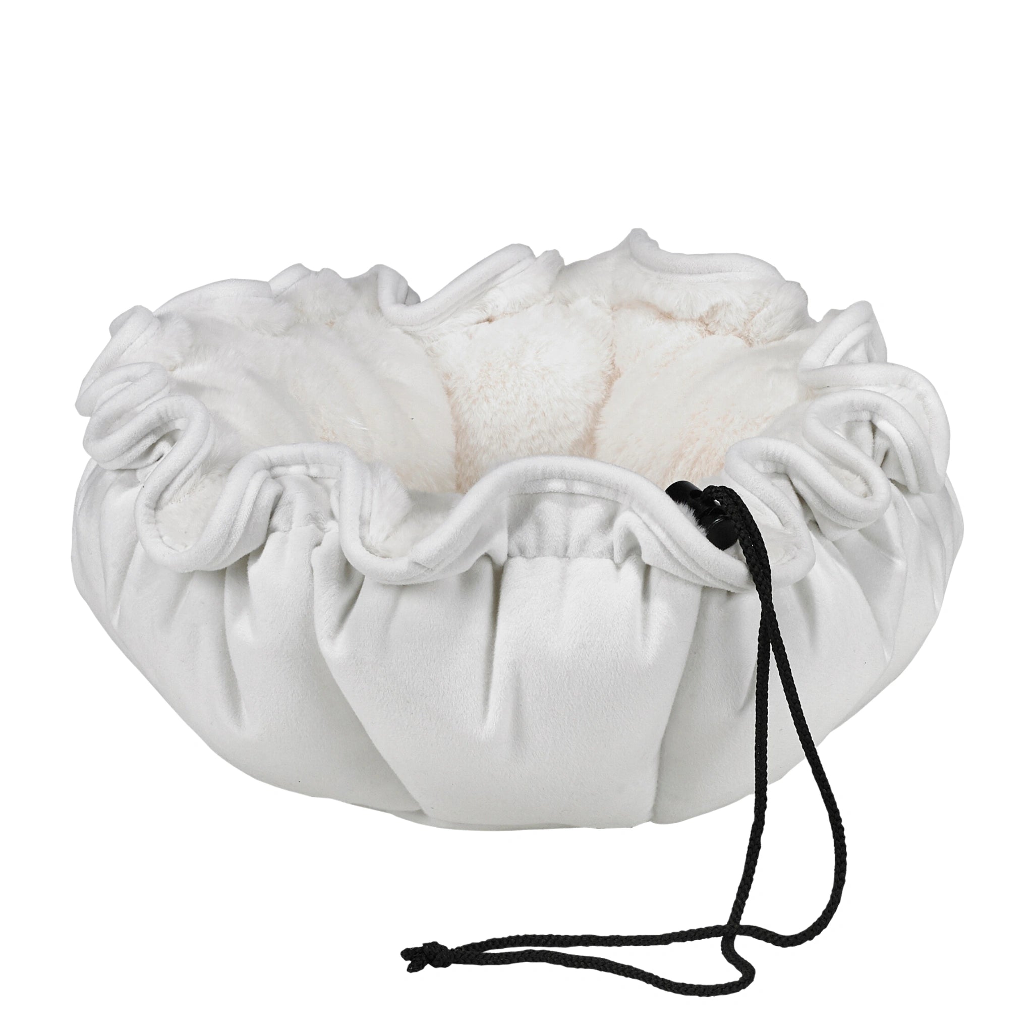 White drawstring bag on a white background