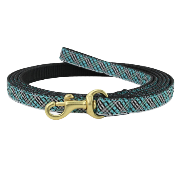 AQUA-PLAID-DOG-LEASH-SMALL-BREED-TEACUP