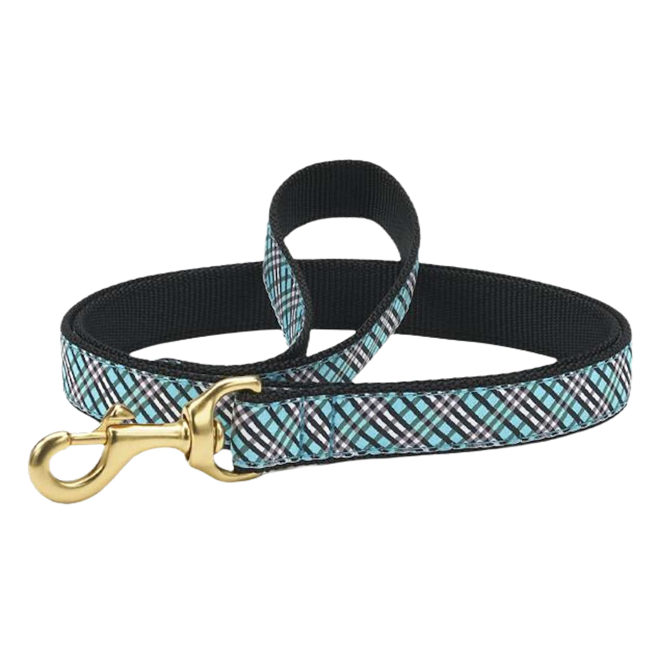 aqua-plaid-dog-leash