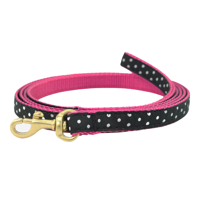 BLACK-WHITE-DOT-DOG-LEASH-SMALL-BREED-TEACUP