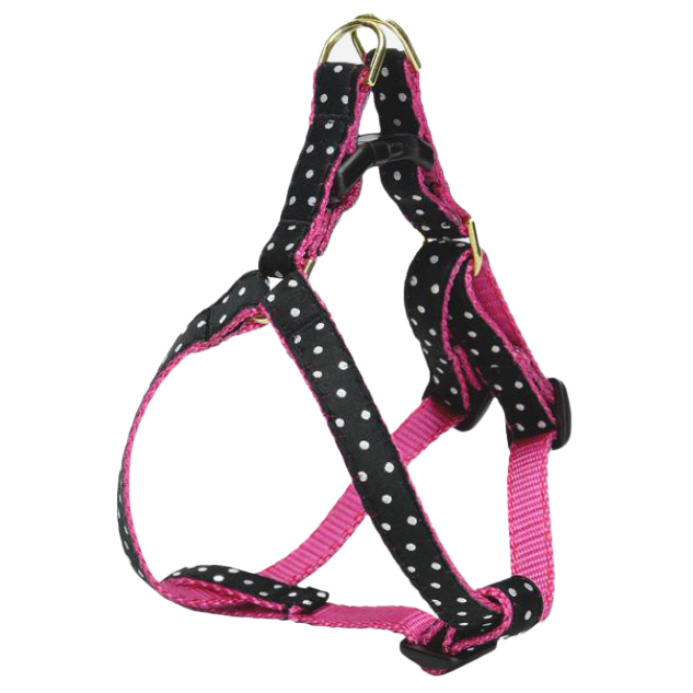 BLACK-WHITE-DOTS-DOG-HARNESS-SMALL-BREED-TEACUP