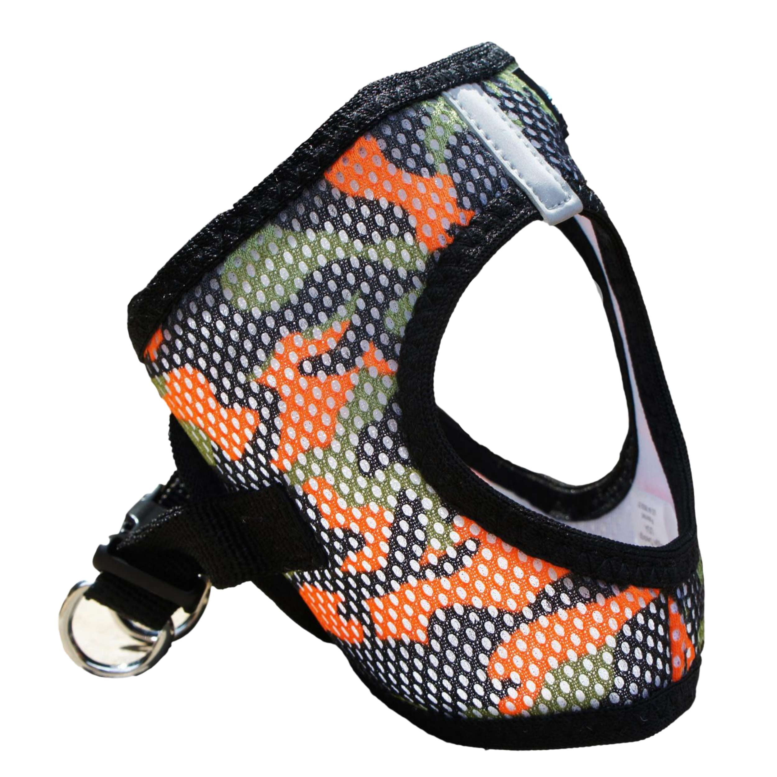 CHOKE-FREE-MESH-DOG-HARNESS-ORANGE-CAMO