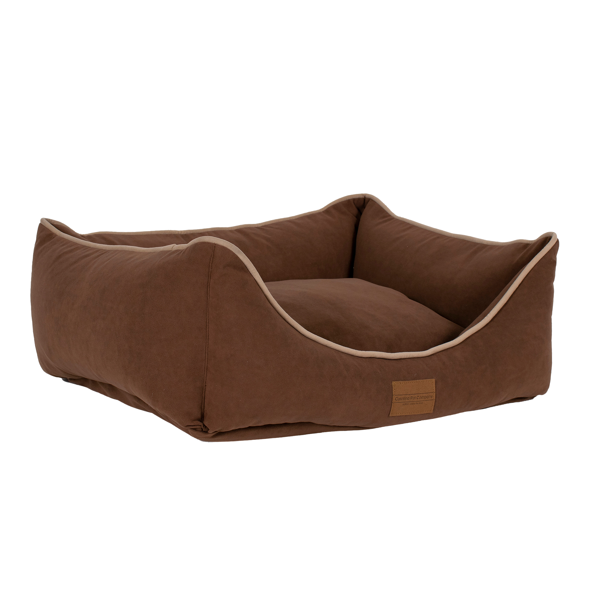 DOG-BED-MICROFIBER-LOW-PROFILE-BOLSTER-CHOCOLATE