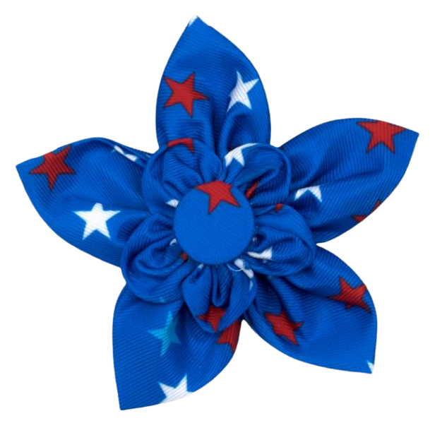 DOG-COLLAR-SLIDER-FLOWER-PATRIOTIC-STARS