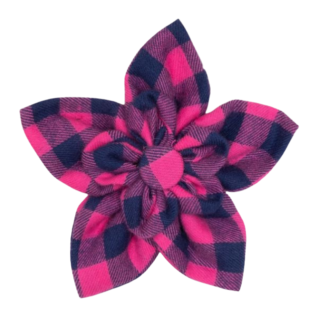 DOG-COLLAR-SLIDER-FLOWER-PINK-NAVY-BUFFALO-CHECK