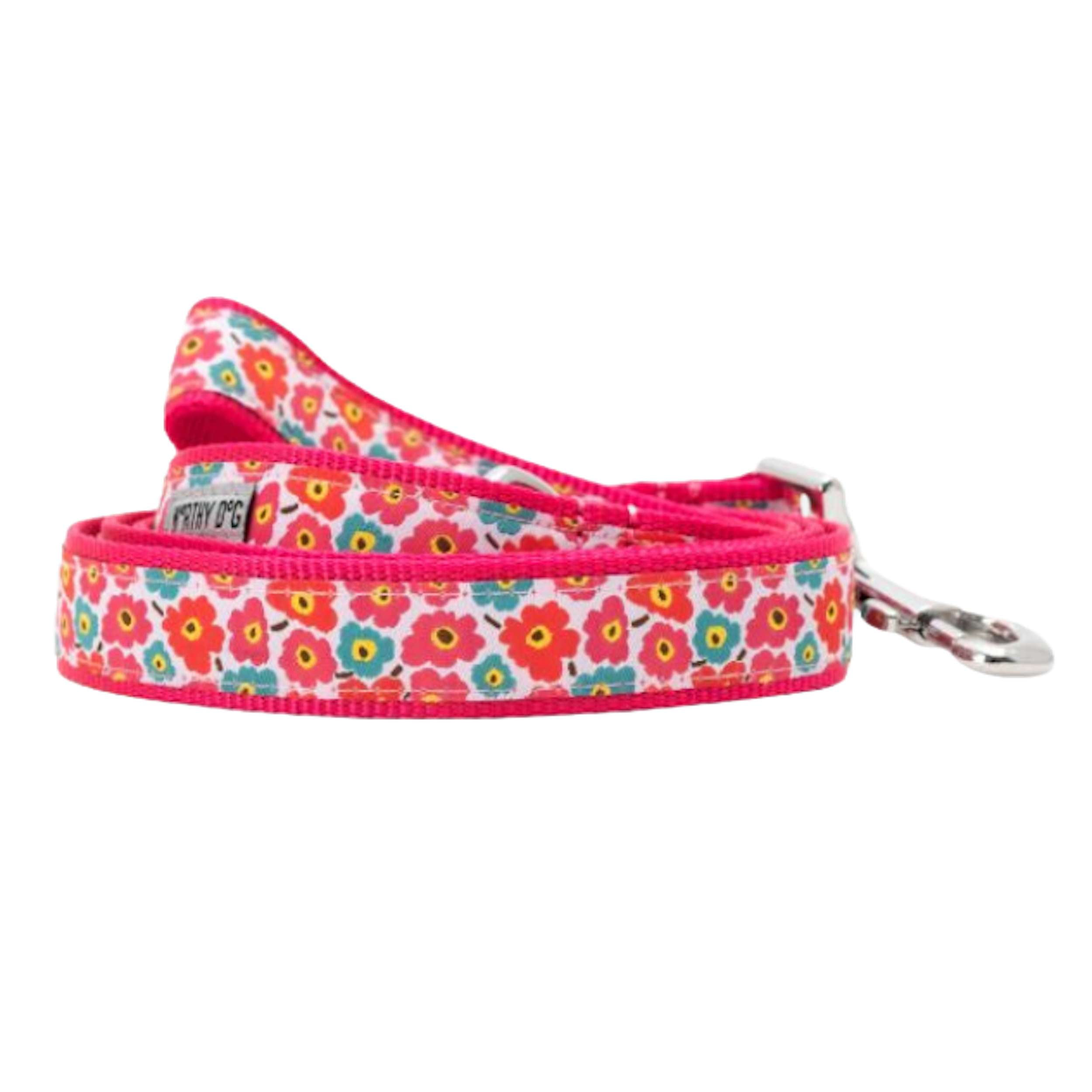 fleurs-pink -dog-leash