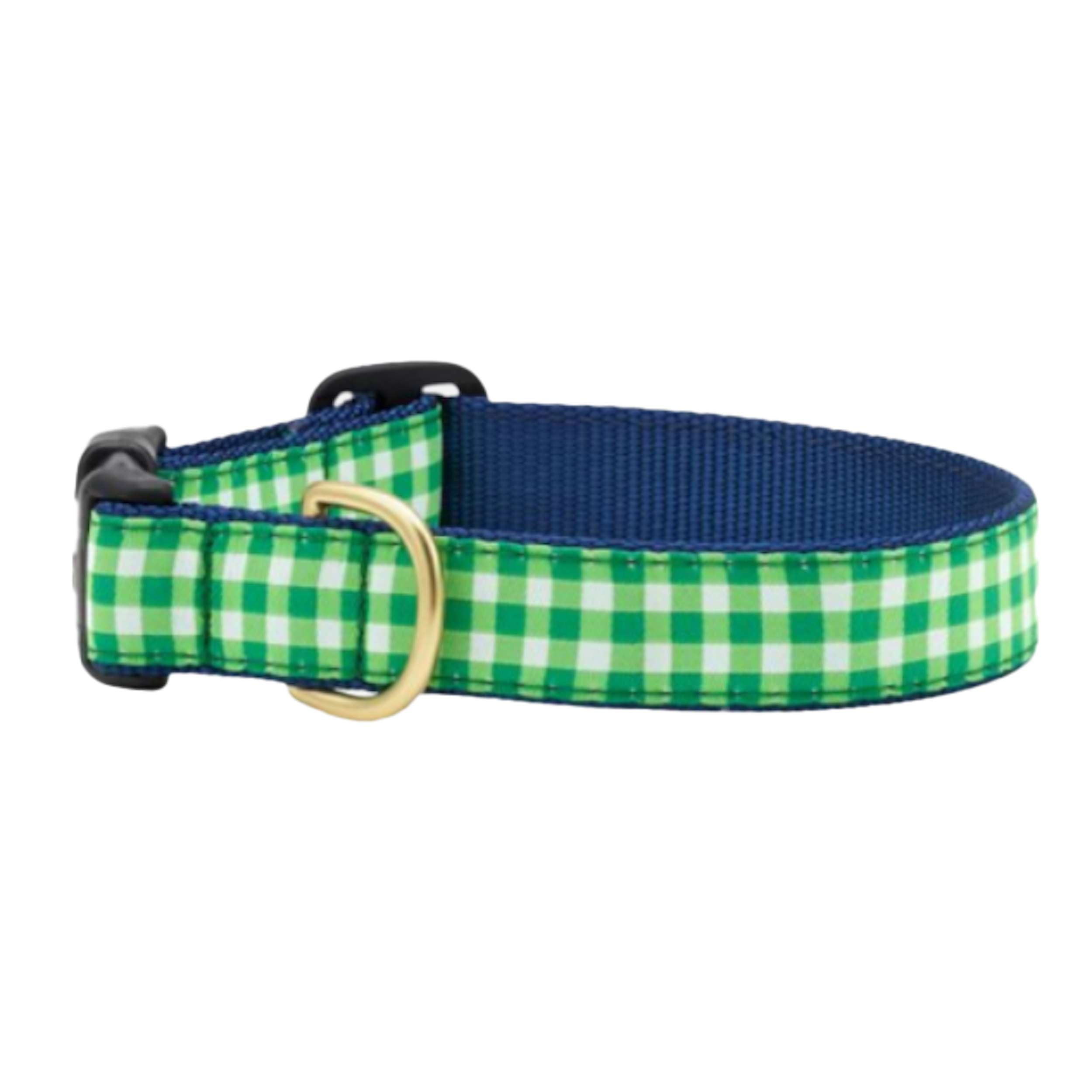 LIME-GINGHAM-DOG-COLLAR