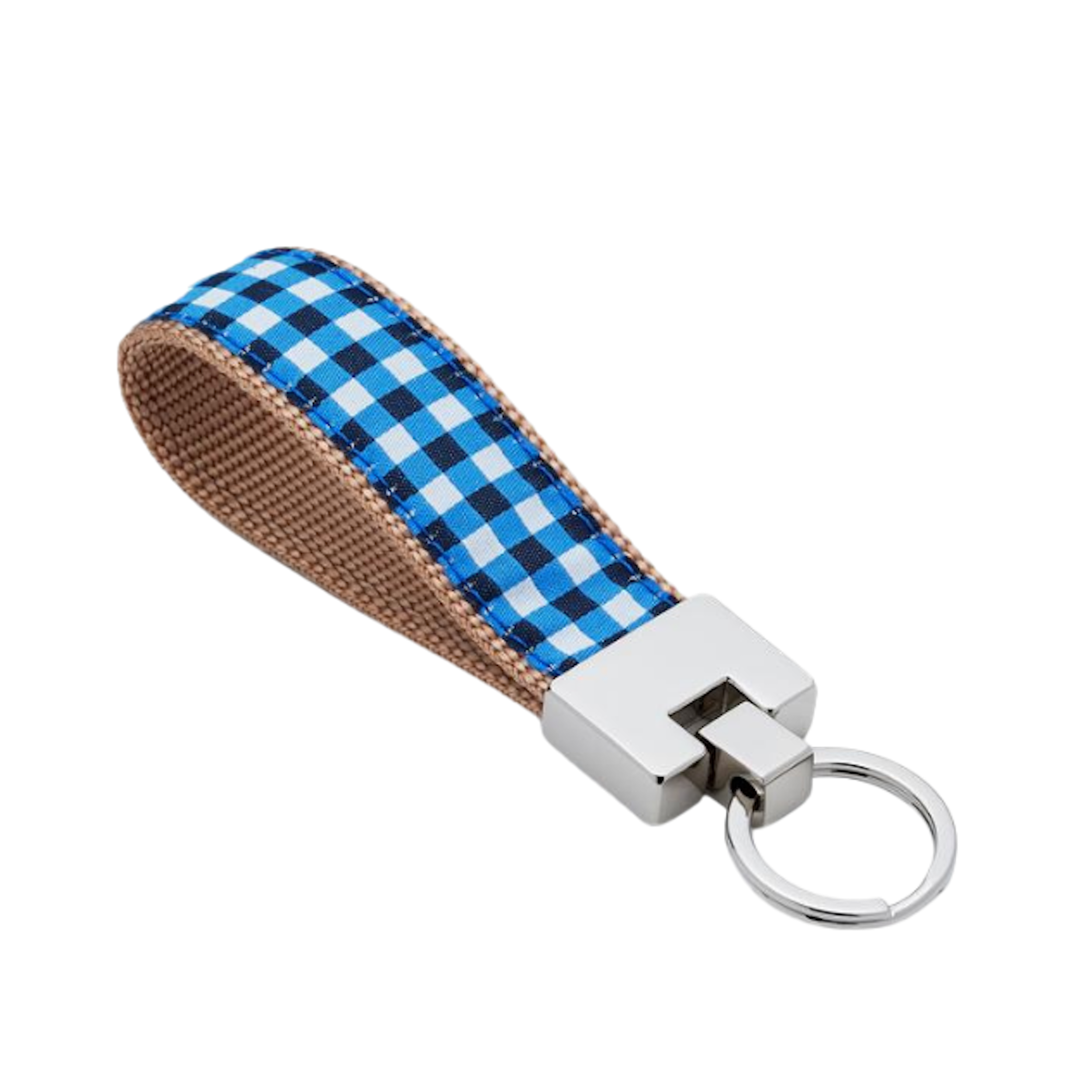 NAVY-GINGHAM-DOG-KEY-RING