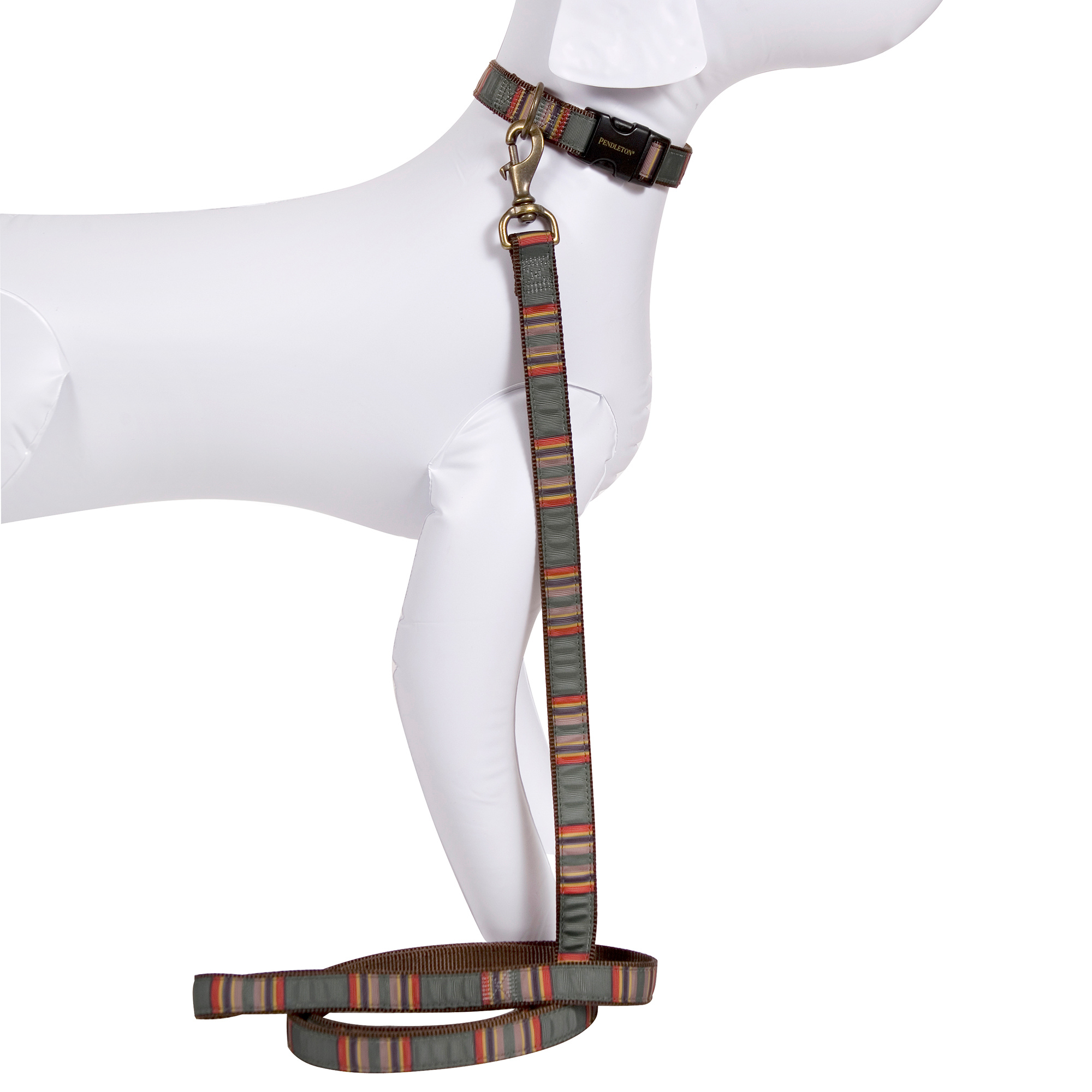 PENDLETON-DOG-COLLAR-LEASH-HEATHER-GREEN-RED-VINTAGE-CAMP
