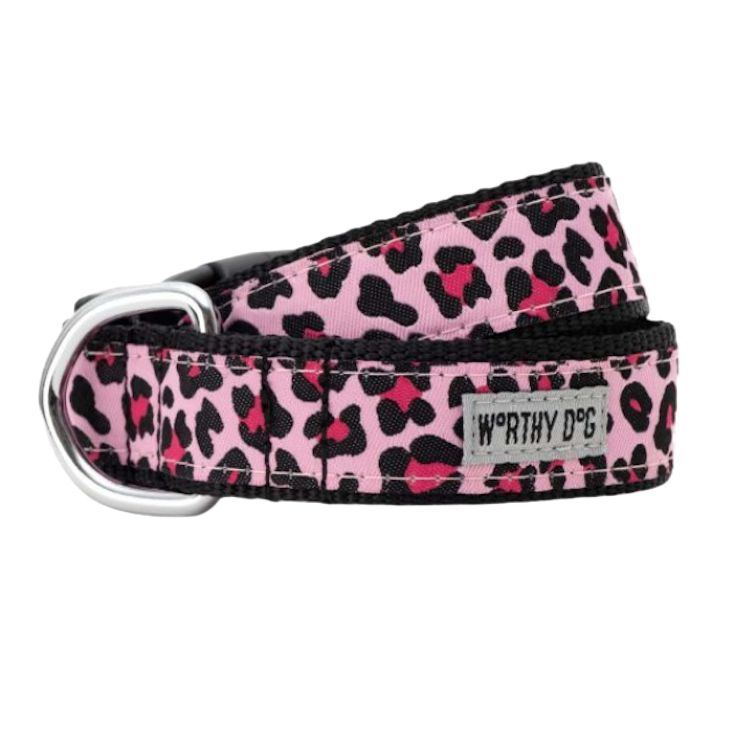 PINK-LEOPARD-PRINT-DOG-COLLAR