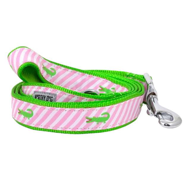 pink-stripe-alligator-dog-leash