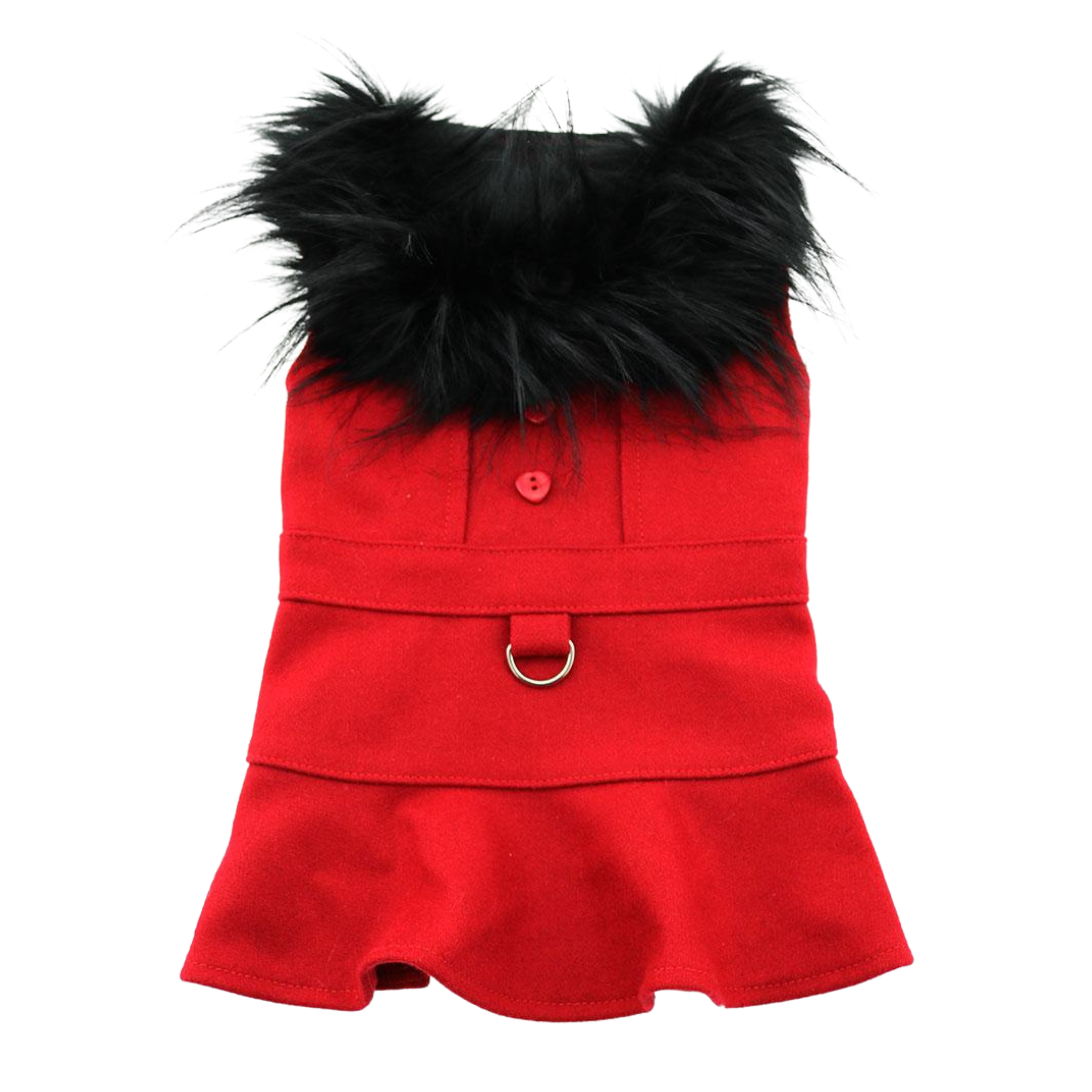 WOOL-FUR-TRIMMED-DOG-COAT-RED